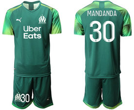 2020-21 Marseilles #30 MANDANDA fruit green goalkeeper Soccer Club Jersey 1