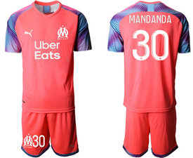 2020-21 Marseilles #30 MANDANDA pink goalkeeper Soccer Club Jersey