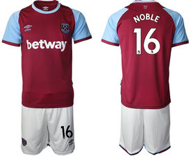 2020-21 West Ham United #16 NOBLE Home Soccer Club Jerseys