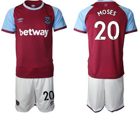 2020-21 West Ham United #20 MOSES Home Soccer Club Jerseys
