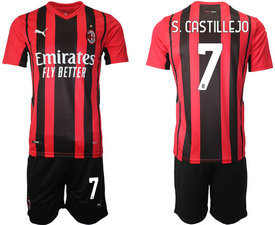 2021-22 AC milan #7 S.CASTILLEJO Home Soccer Club Jersey