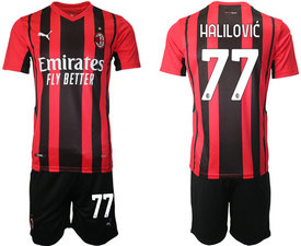 2021-22 AC milan #77 HALILOVIC Home Soccer Club Jersey