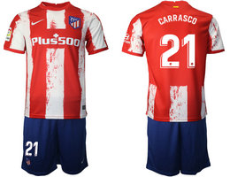 2021-22 Atletico Madrid #21 CARRASCO Home Soccer Club Jersey