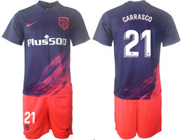 2021-22 Atletico Madrid #21 CARRASCO away Soccer Club Jersey