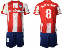 2021-22 Atletico Madrid #8 GRIEZMANN Home Soccer Club Jersey