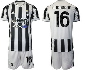 2021-22 Juventus #16 CUADRADO Home Soccer Club Jersey