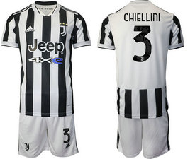 2021-22 Juventus #3 CHIELLINI Home Soccer Club Jersey
