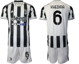 2021-22 Juventus #6 KHEDIRA Home Soccer Club Jersey