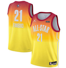 2023 All-Star #21 Joel Embiid Orange Game Swingman Stitched Basketball Jersey