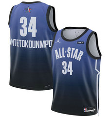 2023 All-Star #34 Giannis Antetokounmpo Blue Game Swingman Stitched Basketball jersey