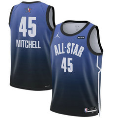 2023 All-Star #45 Donovan Mitchell Blue Game Swingman Stitched Basketball Jersey