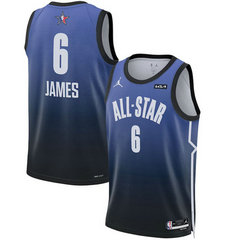 2023 All-Star #6 LeBron James Blue Game Swingman Stitched Basketball Jersey