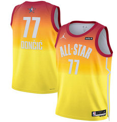2023 All-Star #77 Luka Doncic Orange Game Swingman Stitched Basketball Jersey