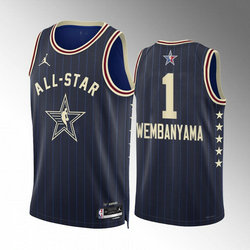 2024 All-Star #1 Victor Wembanyama Stitched Navy Basketball Jersey