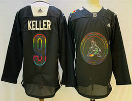 Adidas Arizona Coyotes #9 Clayton Keller 2022 Black Pride Night Authentic Stitched NHL Jersey