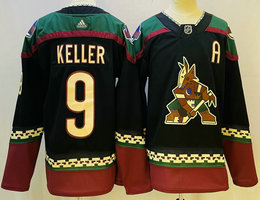 Adidas Arizona Coyotes #9 Clayton Keller Black A Patch Authentic Stitched NHL Jersey