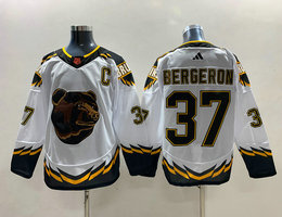 Adidas Boston Bruins #37 Patrice Bergeron White 2022-23 Reverse Retro Authentic Stitched NHL jersey