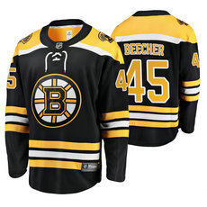 Adidas Boston Bruins #45 John Beecher Black Home Authentic Stitched NHL Jersey