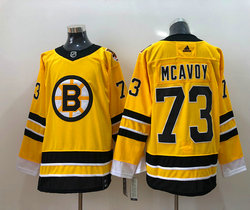 Adidas Boston Bruins #73 Charlie McAvoy Gold 2021 Reverse Retro Authentic Stitched NHL Jersey