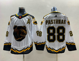 Adidas Boston Bruins #88 David Pastrnak White 2022-23 Reverse Retro Authentic Stitched NHL jersey