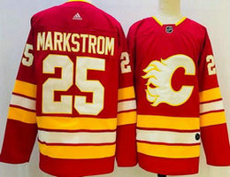Adidas Calgary Flames #25 Jacob Markstrom Red Authentic Stitched NHL Jersey