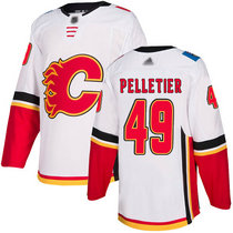 Adidas Calgary Flames #49 Jakob Pelletier White Away Authentic Stitched NHL Jersey