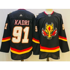 Adidas Calgary Flames #91 Nazem Kadri 2021 Reverse Retro Authentic Stitched NHL Jerseys