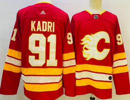 Adidas Calgary Flames #91 Nazem Kadri Red Authentic Stitched NHL Jersey