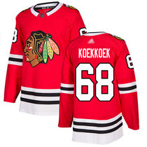 Adidas Chicago Blackhawks #68 Slater Koekkoek Red Home Authentic Stitched NHL Jersey