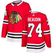 Adidas Chicago Blackhawks #74 Nicolas Beaudin Red Home Authentic Stitched NHL Jersey