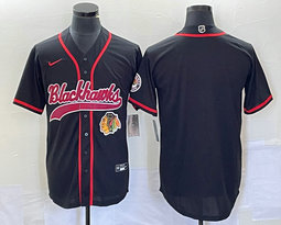 Nike Chicago Blackhawks Blank Black Team Logo in front Authentic Stitched baseball jerseys