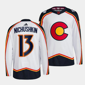 Adidas Colorado Avalanche #13 Valeri Nichushkin White 2022 Reverse Retro Authentic Stitched NHL Jersey