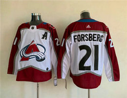 Adidas Colorado Avalanche #21 Peter Forsberg White Authentic Stitched NHL Jersey