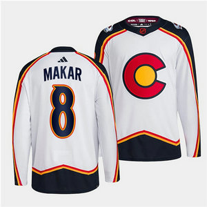 Adidas Colorado Avalanche #8 Cale Makar White 2022 Reverse Retro Authentic Stitched NHL Jersey