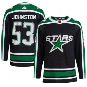 Adidas Dallas Stars #53 Wyatt Johnston Black Green Authentic Stitched NHL Jersey
