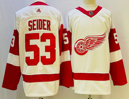 Adidas Detroit Red Wings #53 Moritz Seider White Authentic Stitched NHL jersey