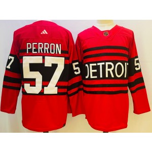 Adidas Detroit Red Wings #57 David Perron Red 2022-23 Retro Authentic Stitched NHL jersey