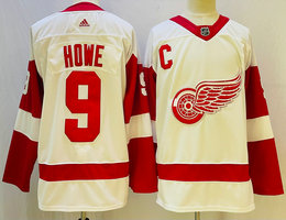 Adidas Detroit Red Wings #9 Gordie Howe White Authentic Stitched NHL Jersey