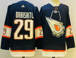 Adidas Edmonton Oilers #29 Leon Draisaitl Navy 2022-23 Reverse Retro Authentic Stitched NHL Jersey