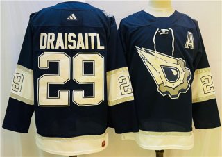 Adidas Edmonton Oilers #29 Leon Draisaitl Navy White Authentic Stitched NHL Jersey