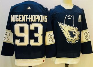 Adidas Edmonton Oilers #93 Ryan Nugent-Hopkins Navy White Authentic Stitched NHL jersey