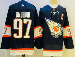 Adidas Edmonton Oilers #97 Connor McDavid Navy 2022-23 Reverse Retro Authentic Stitched NHL Jersey