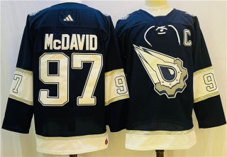 Adidas Edmonton Oilers #97 Connor McDavid Navy White Authentic Stitched NHL Jersey