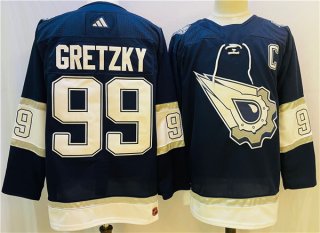 Adidas Edmonton Oilers #99 Wayne Gretzky Navy White Authentic Stitched NHL Jersey