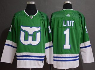 Adidas Hartford Whalers #1 Mike Liut Green Authentic Stitched NHL jersey