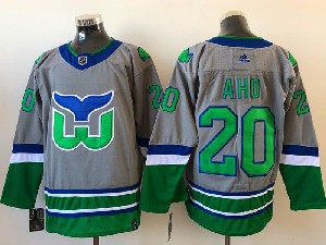Adidas Hartford Whalers #20 Aho Gray 2021 Reverse Retro Authentic Stitched NHL jersey