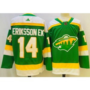 Adidas Minnesota Wild #14 Joel Eriksson Ek Green 2022-23 Reverse Retro Authentic Stitched NHL jersey