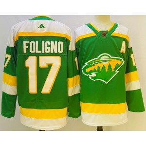 Adidas Minnesota Wild #17 Marcus Foligno Green 2022-23 Reverse Retro Authentic Stitched NHL jersey
