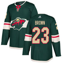 Adidas Minnesota Wild #23 J.T. Brown Green Home Authentic Stitched NHL jersey