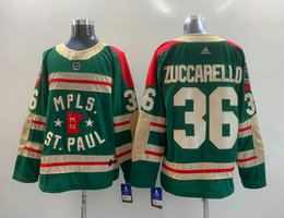 Adidas Minnesota Wild #36 Mats Zuccarello Green 2021 Winter Authentic Stitched NHL Jersey